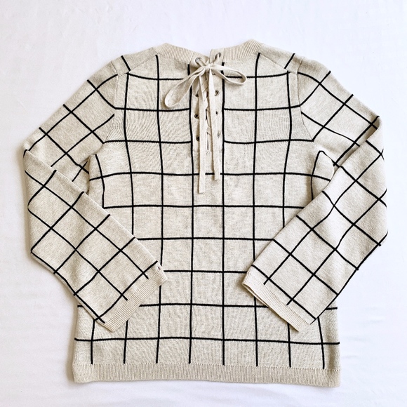 MADEWELL • TIE BACK WINDOWPANE SWEATER GREY BLACK - Picture 1 of 6